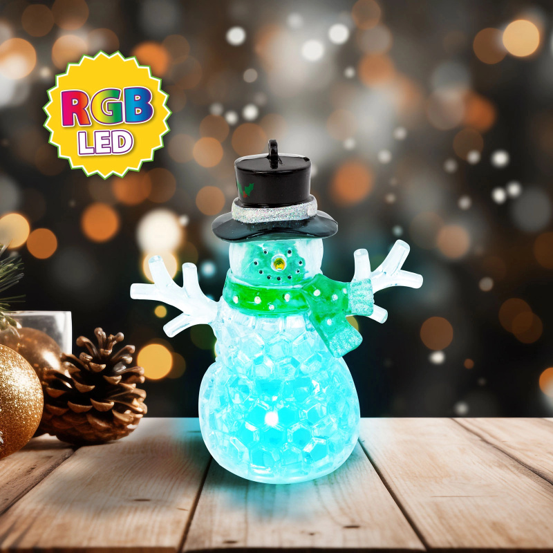 Vánoční LED sněhulák zelený s RGB osvětlením