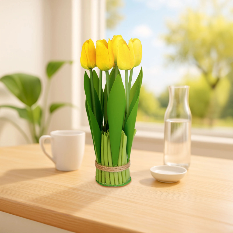 Dekorativní umělý tulipán žlutý