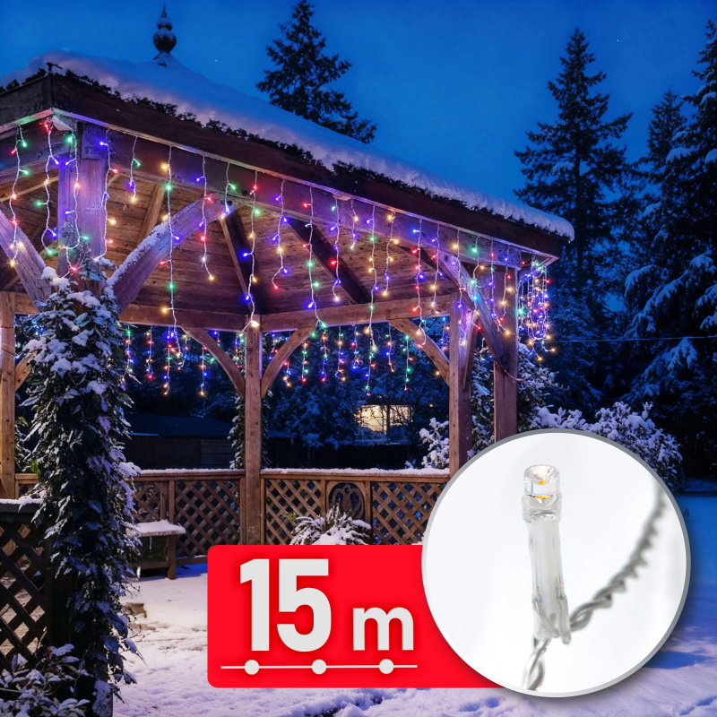 Barevný LED světelný řetěz 15 m, 600 LED