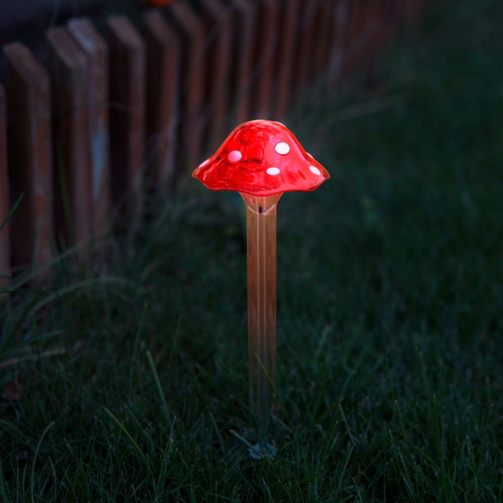 Zapichovací solární hřib s LED osvětlením 33,5 cm