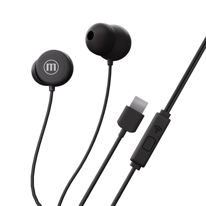 Maxell Inbax kabelová sluchátka do uší USB-C černá