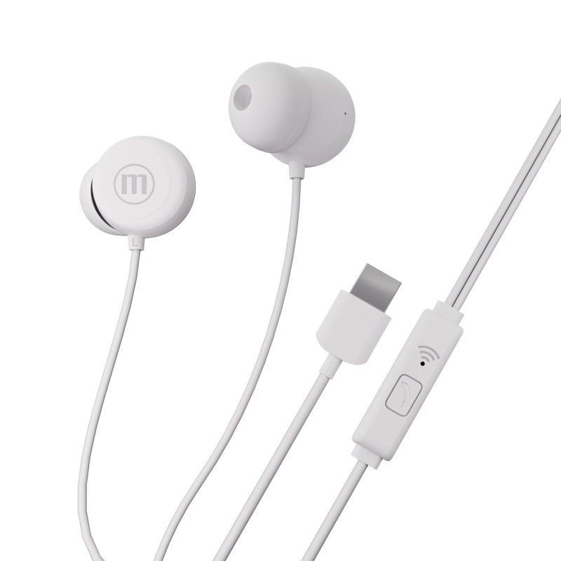Maxell INBAX kabelová sluchátka do uší s USB-C, bílá
