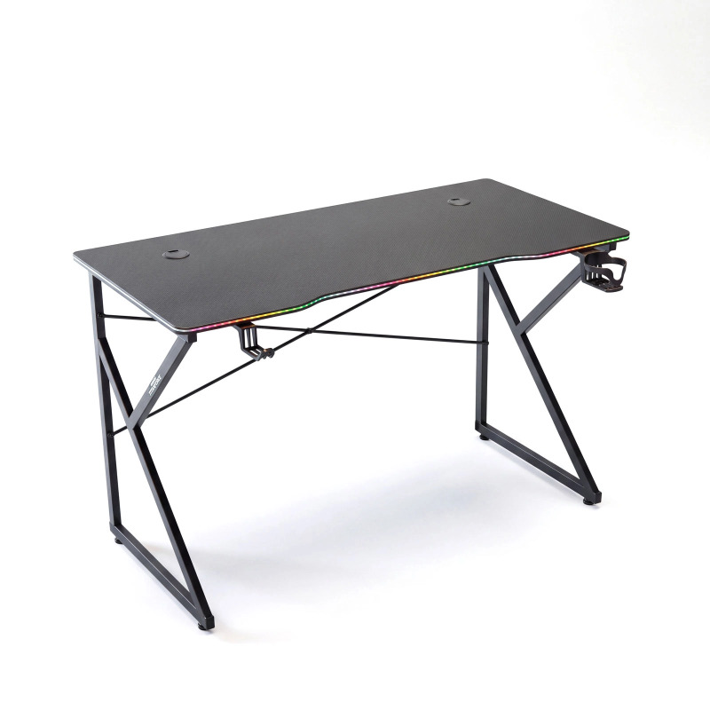Herní stůl s RGB LED osvětlením 120 × 60 × 75 cm, černý