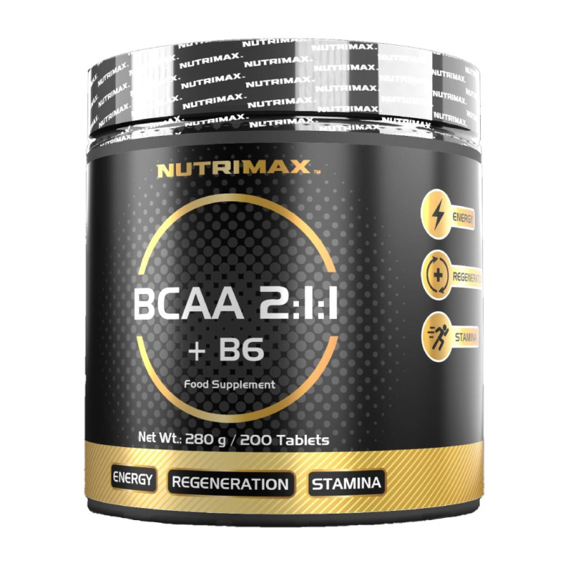 NutriMax BCAA 2:1:1 + Vitamín B6, 200 tablet