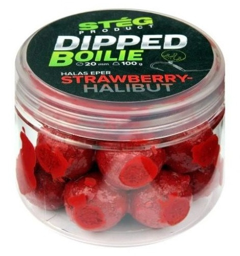 Stég boosterované boilie dipped boilie 100 g 20 mm - strawberry halibut