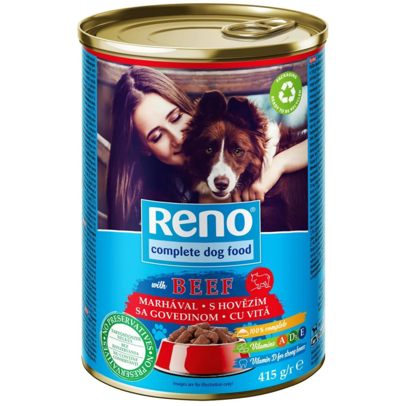Reno Konzerva pro psy hovězí kousky v omáčce, 415 g