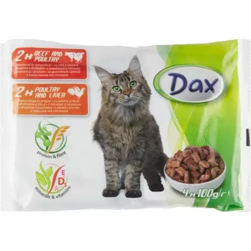 Dax kapsička mp 2hovězídrůbeží 2drůbežíjátra @4x100g