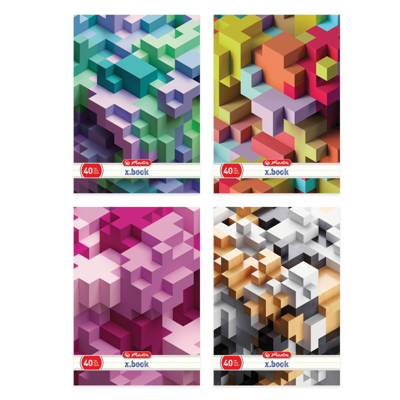 Designový sešit Herlitz A4/40ls linka, parciální lak - tetris