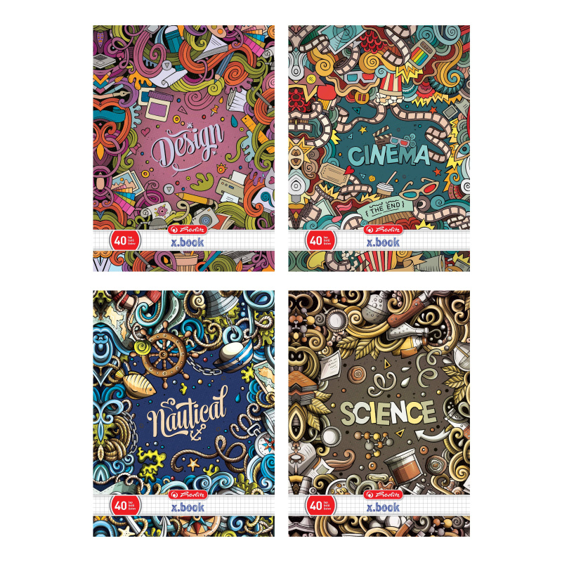 Designový sešit Herlitz A4/40 čtvereček, parciální lak - čmáranice