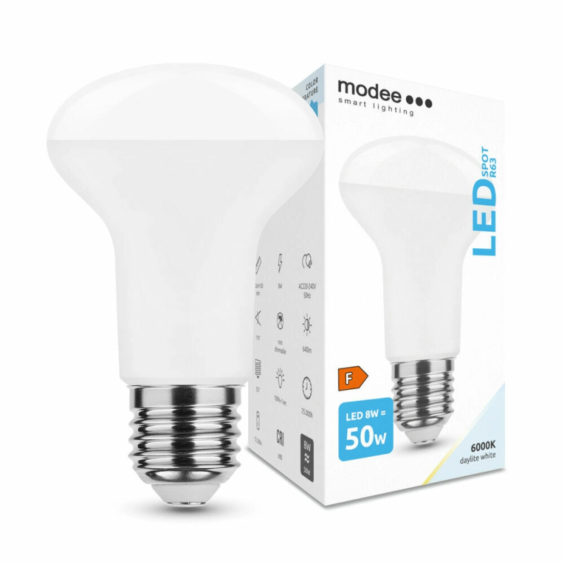 LED žárovka E27 8W studená bílá MODEE Smart Lighting R63