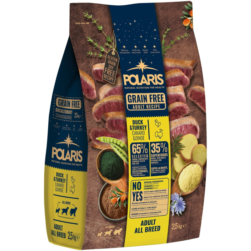 Polaris Adult All Breed bezobilné granule s čerstvým masem s kachním a krůtím pro psy