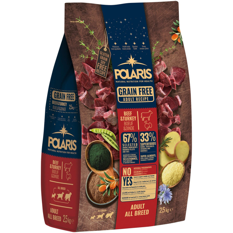 Polaris Adult All Breed bezobilné granule s čerstvým masem s hovězím a krůtím pro psy