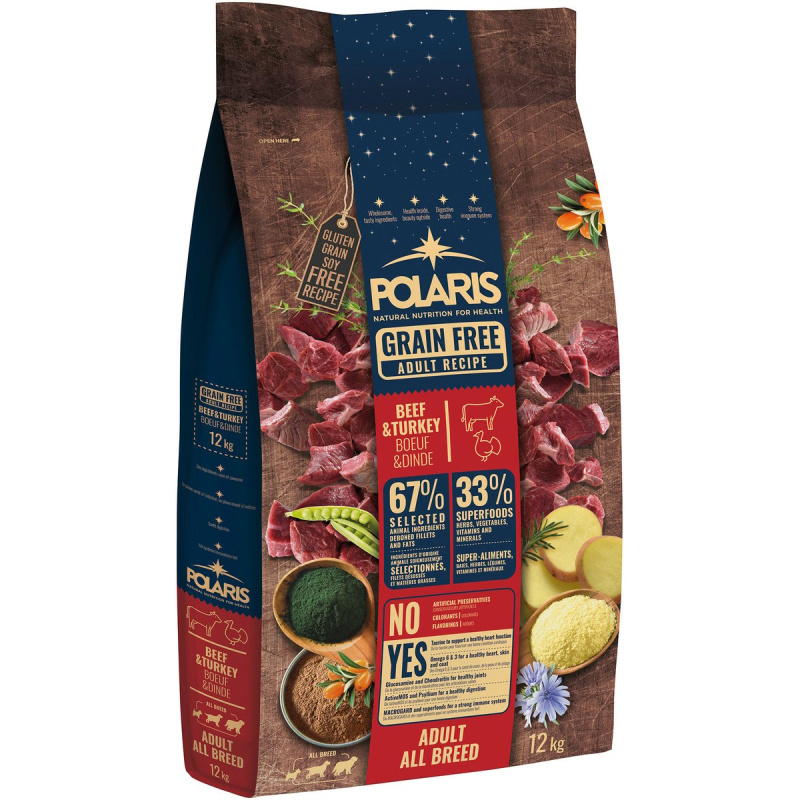 Polaris Adult All Breed bezobilné granule s čerstvým masem s hovězím a krůtím pro psy