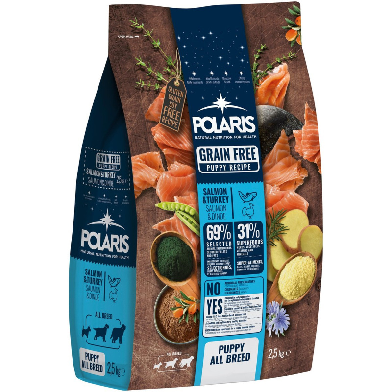 Polaris Junior All Breed bezobilné granule s čerstvým lososem a krůtím pro psy