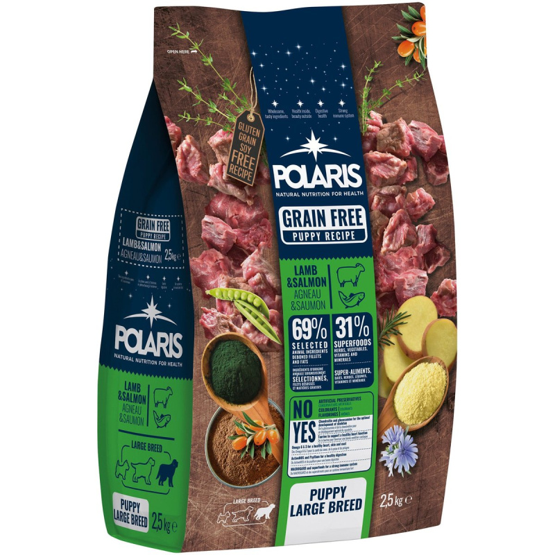 Polaris Junior Large Breed bezobilné granule s čerstvým jehněčím a lososem pro psy
