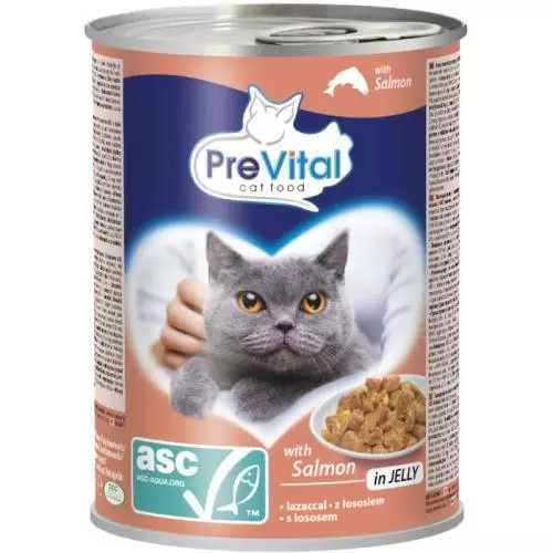 PreVital kočka s lososem v želé, kousky 415 g