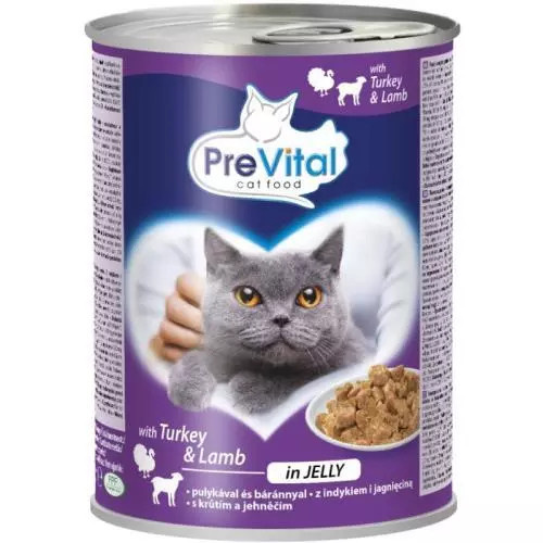 PreVital kočka s krůtím a jehněčím v želé, kousky 415 g