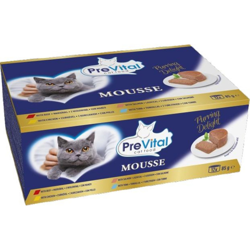 PreVital Mousse jemná paštika pro kočky multipack, 12×85 g