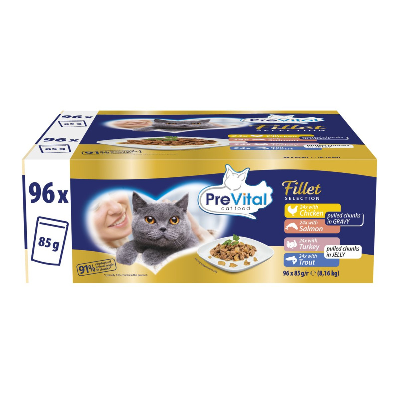 PreVital Kapsičky v omáčce a želé pro kočky 96×85 g