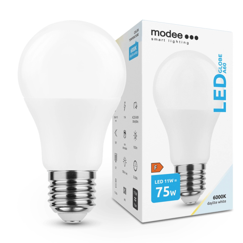 LED žárovka A60 11 W E27 1055 lm studená bílá – Modee Smart Lighting
