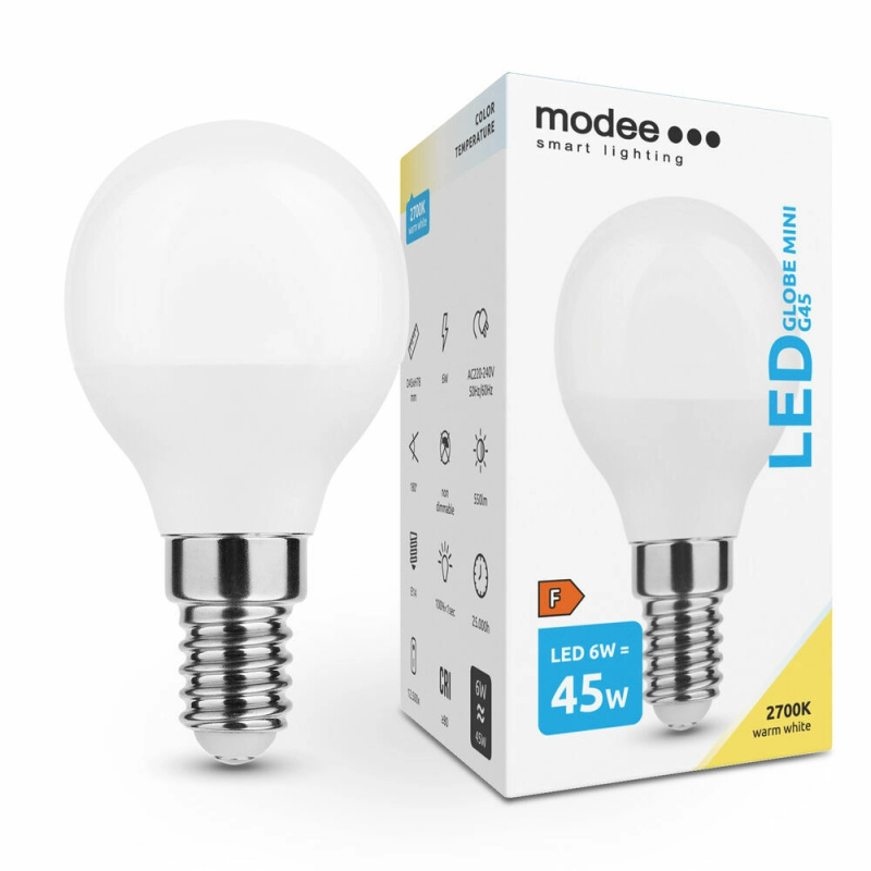 LED žárovka Modee Lighting Globe Mini G45 6W E14 teplá bílá