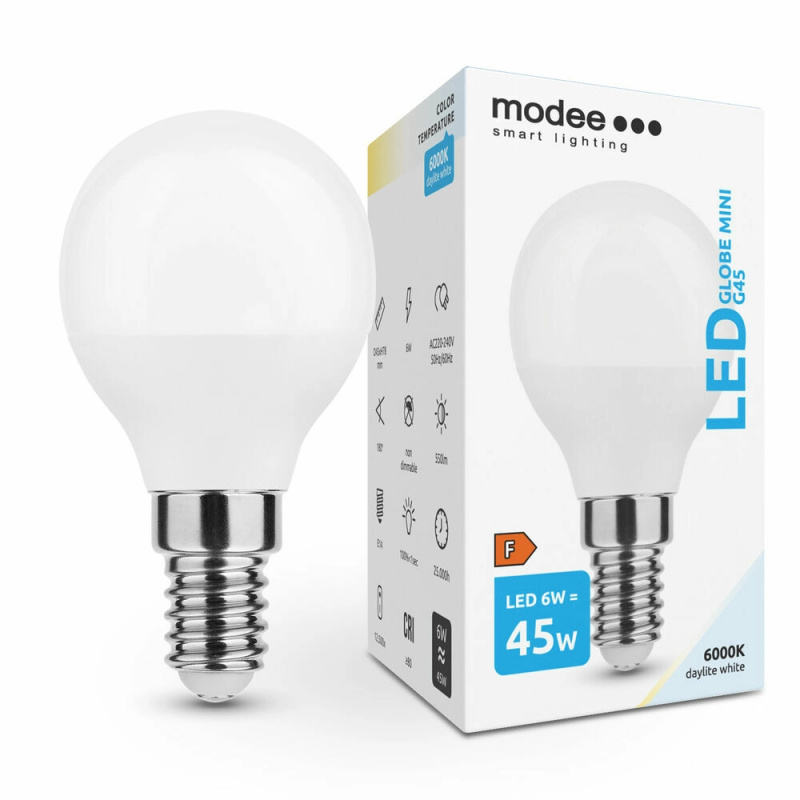 Led žárovka Modee Lighting Globe Mini G45 6 W E14 studená bílá