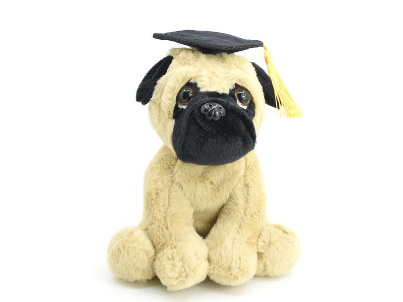 Sedící honící mops 16 cm