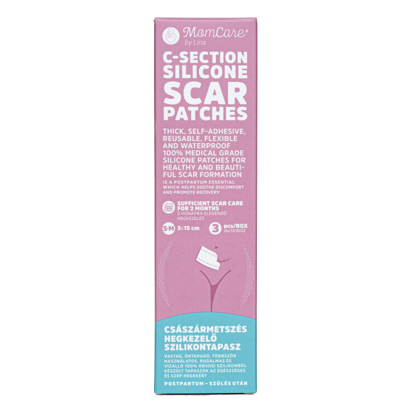 MomCare by Lina C-Section Silicone Scar Patches silikonové náplasti na jizvy po císařském řezu velikost S-M 3x15 cm 3 ks