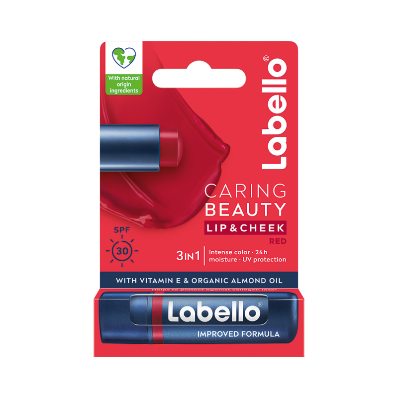 Labello Caring Beauty tónující balzám na rty odstín Red 4.8 g