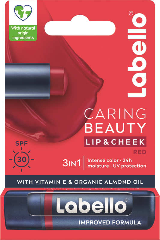 Labello Caring Beauty tónující balzám na rty odstín Red 4.8 g