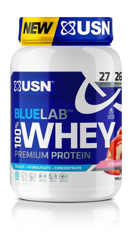 USN BlueLab 100% Whey Premium Protein 908g - jahoda