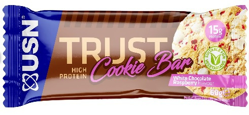 USN (Ultimate Sports Nutrition) USN Trust Cookie Bar 60g - bílá čokoláda s malinou