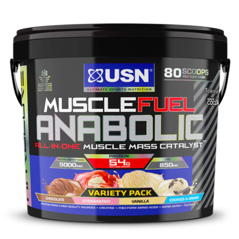 USN Muscle Fuel Anabolic 4000 g - mix čokoláda, jahoda, vanilka, cookies & cream 