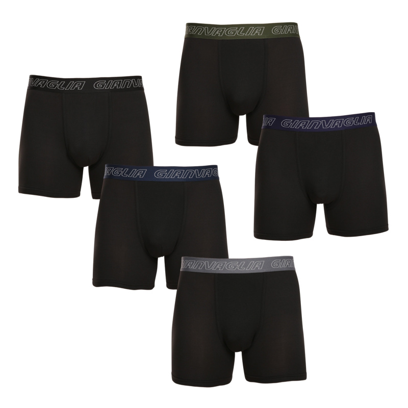 5PACK pánské boxerky Gianvaglia černé (GVG-5014) XXL, trenky / trenýrky