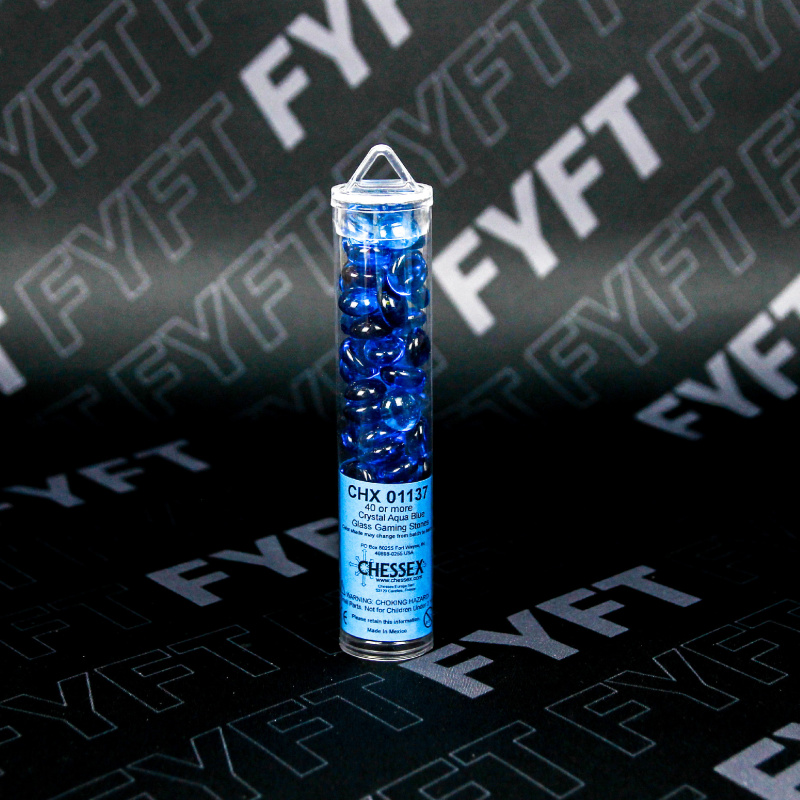 Chessex skleněné žetony countery modré Aqua Blue – 40 ks
