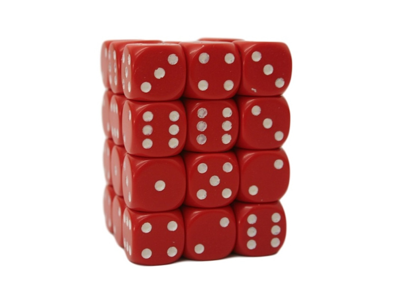 Sada kostek Chessex Red w/White 12mm D6 Dice Blocks (25804) - 36ks