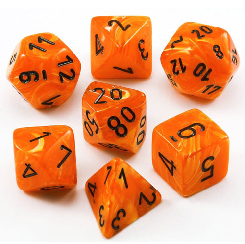 Set 7 RPG kostek (Chessex) Barva: Oranžová-černá