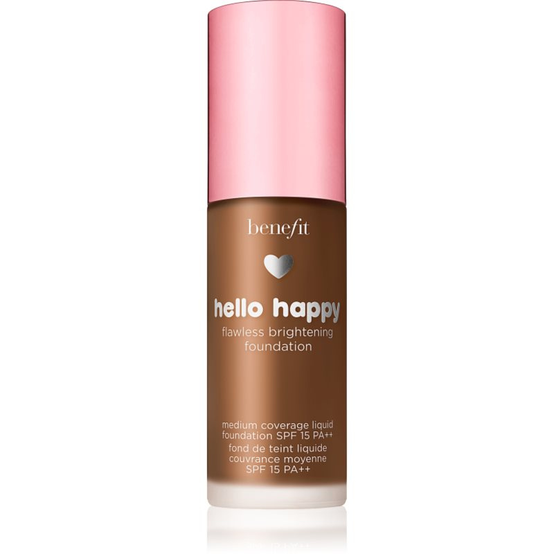 Benefit Hello Happy Flawless Brightening Foundation rozjasňující tekutý make-up SPF 15 odstín 12 Dark Warm 30 ml