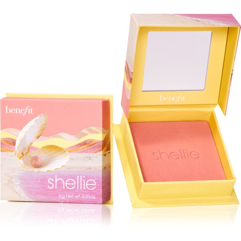 Benefit Shellie WANDERful World pudrová tvářenka odstín Warm-seashell pink 6 g
