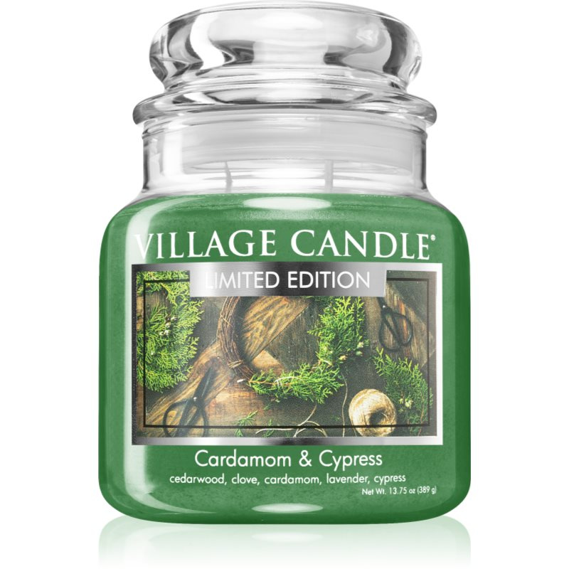 Village Candle Cardamom & Cypress vonná svíčka (Glass Lid) 389 g