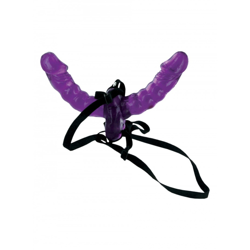 Fetish Fantasy Vibrating Double Delight Strap-On fialový