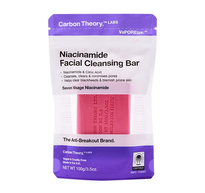 Carbon Theory Facial Cleansing Bar Niacinamide čisticí mýdlo na obličej Pink 100 g