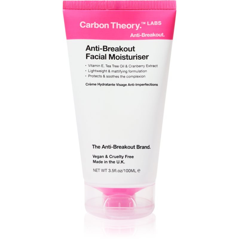 Carbon Theory Anti-Breakout Facial Moisturiser hydratační krém na obličej proti nedokonalostem pleti 100 ml