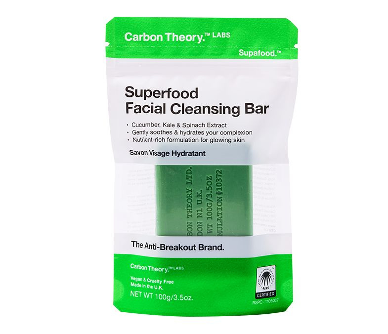 Carbon Theory Facial Cleansing Bar Superfood čisticí mýdlo na obličej Green 100 g