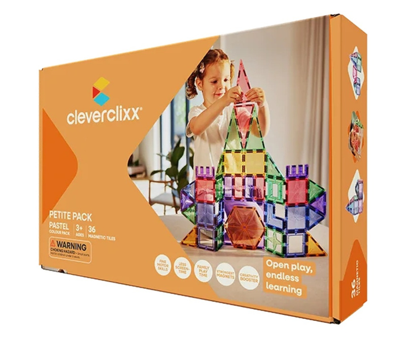 Cleverclixx – Magnetická stavebnice Petite Pastel Pack – 36 ks