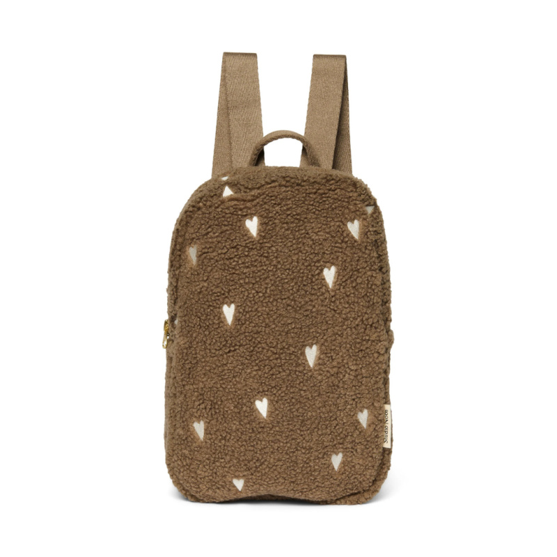 STUDIO NOOS Mini batoh - Brown Teddy Hearts
