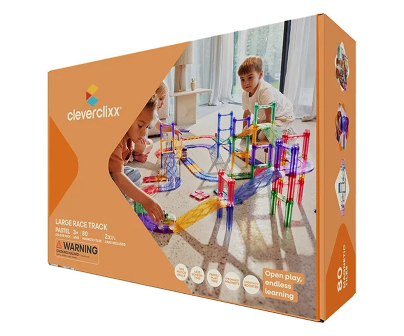 Cleverclixx – Magnetická závodní dráha Pastel – 80 ks
