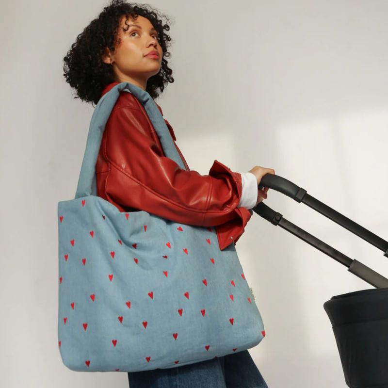 STUDIO NOOS Taška mom-bag Denim Hearts