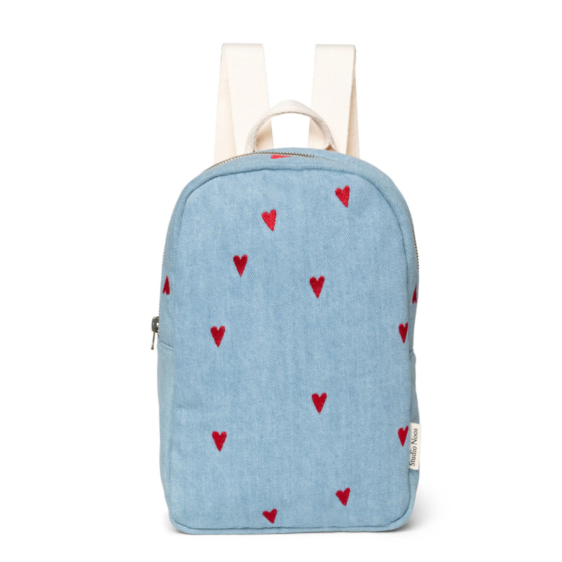 STUDIO NOOS Mini batoh - Denim Hearts