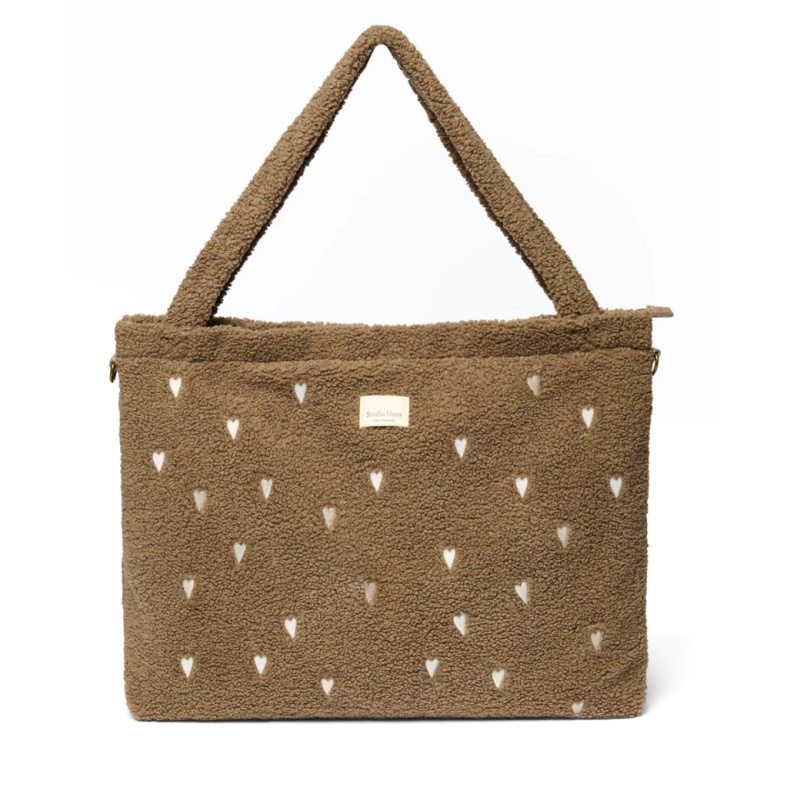 STUDIO NOOS Taška mom-bag  Brown Teddy na zip s vnitřním členěním